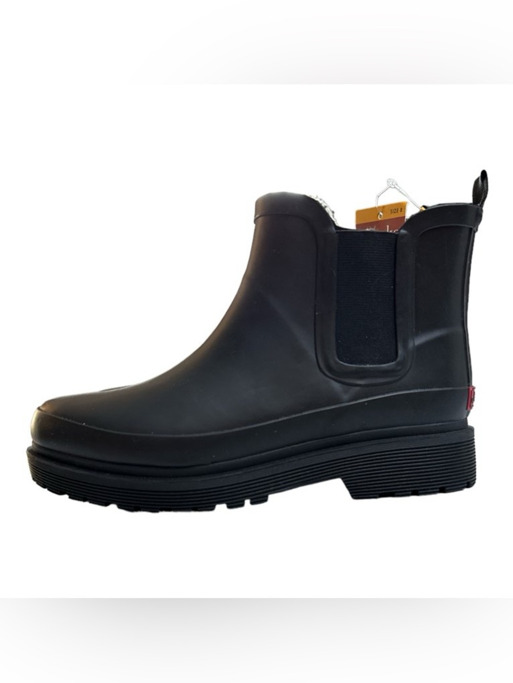 Chooka Black Chelsea Rain Boot with Black Faux Fur Lining